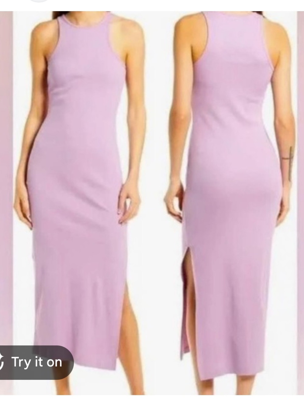 MABLE Anthropologie Light Pink Ribbed Knit Racerback Maxi Dress Small